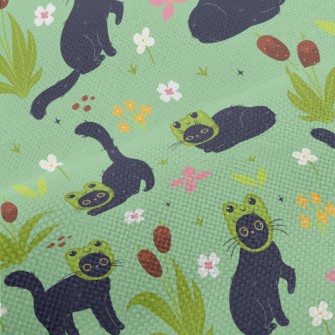 Black Cat Wearing A Frog Mask Performance Linen