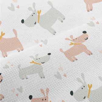 Gray Pink Cute Dog Performance Linen