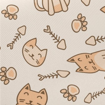 Sitting Cat And Fish Bone Cat  Twill