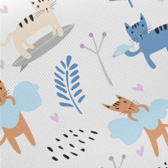 Color Block Cartoon Cat Twill