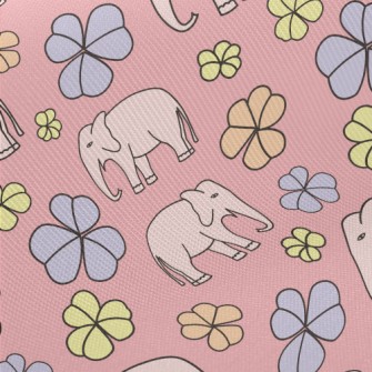 Hand Drawn Elephant And Flower Twill