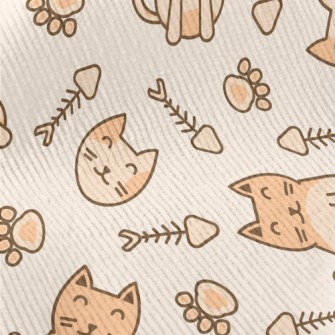 Sitting Cat And Fish Bone Cat  Standard Corduroy