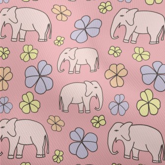 Hand Drawn Elephant And Flower Dobby