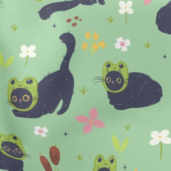 Black Cat Wearing A Frog Mask Stretch Ponte