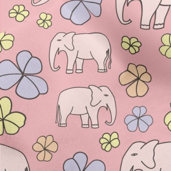 Hand Drawn Elephant And Flower Micro Fleece