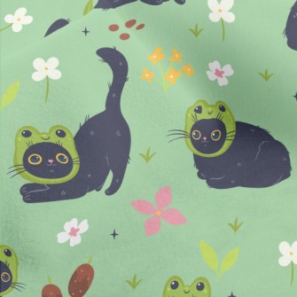 Black Cat Wearing A Frog Mask Micro Fleece