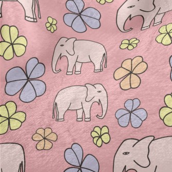 Hand Drawn Elephant And Flower Minky