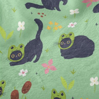 Black Cat Wearing A Frog Mask Minky