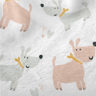 Gray Pink Cute Dog Minky