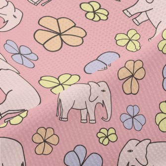 Hand Drawn Elephant And Flower Piqué