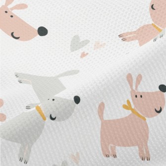 Gray Pink Cute Dog Piqué