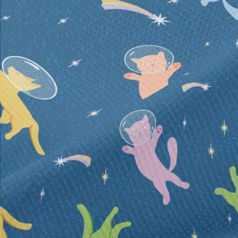 Space Cat Floating In Space Piqué