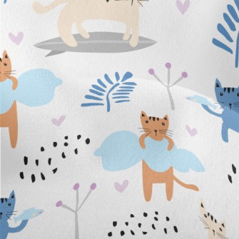 Color Block Cartoon Cat Lightweight Performance Linen