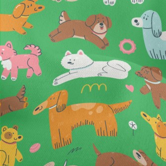 Hand Drawn Cute Dog Lightweight Performance Linen