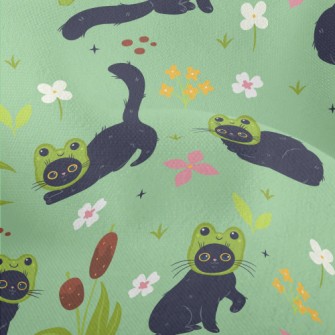 Black Cat Wearing A Frog Mask Lightweight Performance Linen