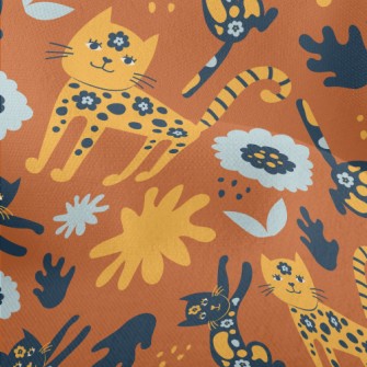 Floral Texture Cat Lightweight Performance Linen