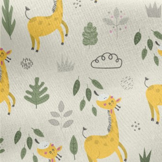 Giraffe Eating Leaves Jersey Backed Fleece
