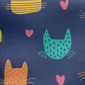 Cats With Different Color Bloc Jersey Backed Fleece