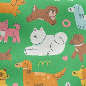 Hand Drawn Cute Dog Jersey Backed Fleece