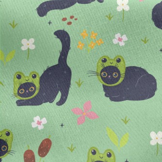 Black Cat Wearing A Frog Mask Jersey Backed Fleece