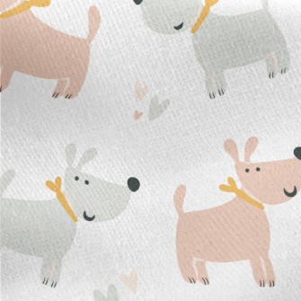 Gray Pink Cute Dog Jersey Backed Fleece