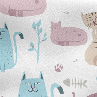 Cute Cat Jersey Backed Fleece