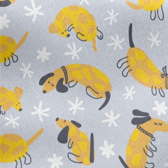 Yellow Cute Dachshund Jersey Backed Fleece