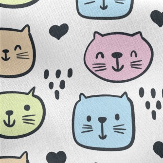 Brightly Colored Cat Jersey Backed Fleece