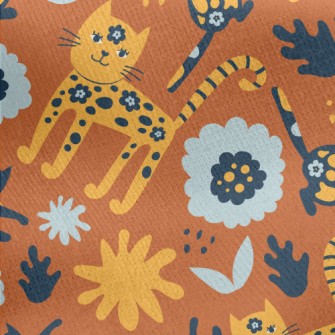 Floral Texture Cat Jersey Backed Fleece