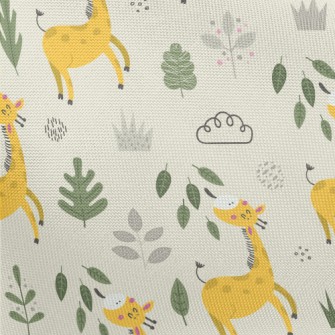 Giraffe Eating Leaves Pongee