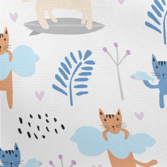Color Block Cartoon Cat Pongee