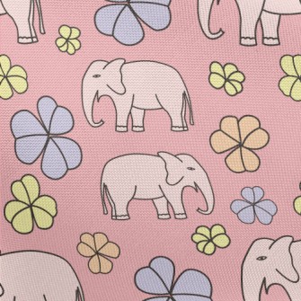Hand Drawn Elephant And Flower Pongee