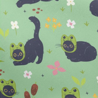 Black Cat Wearing A Frog Mask Pongee