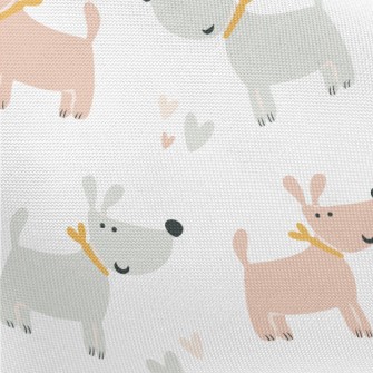 Gray Pink Cute Dog Pongee