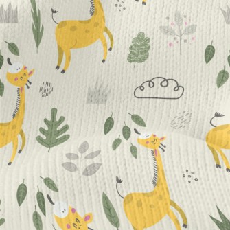 Giraffe Eating Leaves Stretch Jersey