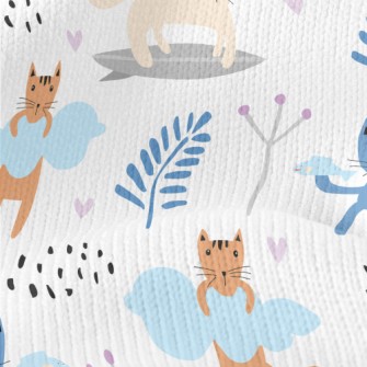Color Block Cartoon Cat Stretch Jersey