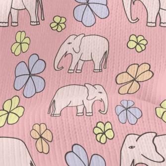 Hand Drawn Elephant And Flower Stretch Jersey