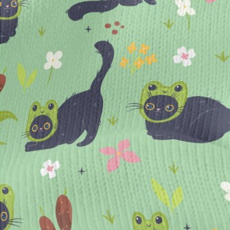 Black Cat Wearing A Frog Mask Stretch Jersey