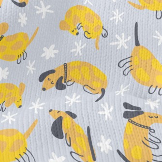 Yellow Cute Dachshund Stretch Jersey