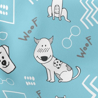 Hand Drawn Cute Dog Lightweight Cotton Poplin