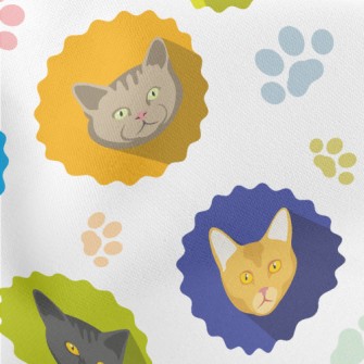 Different Cat Portraits Lightweight Cotton Poplin