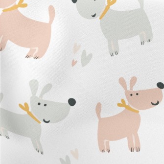 Gray Pink Cute Dog Lightweight Cotton Poplin