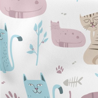Cute Cat Lightweight Cotton Poplin