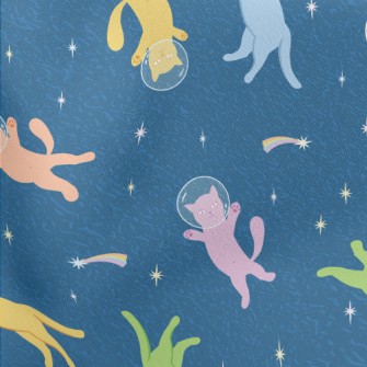 Space Cat Floating In Space Lightweight Cotton Poplin