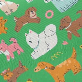Hand Drawn Cute Dog Midweight Cotton Poplin