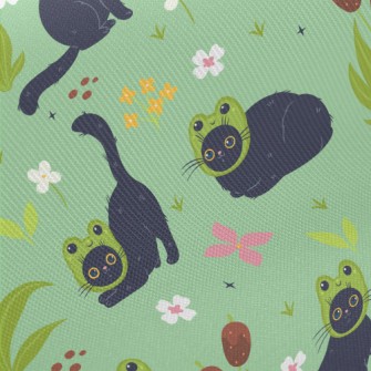 Black Cat Wearing A Frog Mask Midweight Cotton Poplin