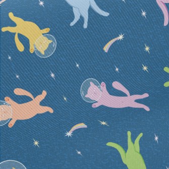 Space Cat Floating In Space Midweight Cotton Poplin