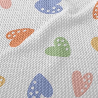 Colorful White Dot Love Heart Birdseye Piqué
