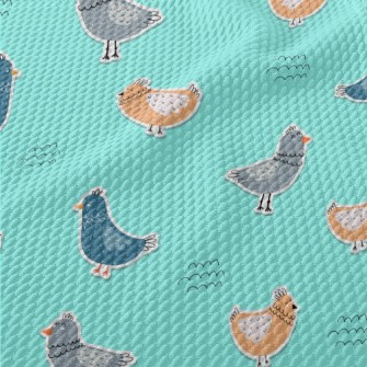 Hand Drawn Children&#39;s Bird Birdseye Piqué
