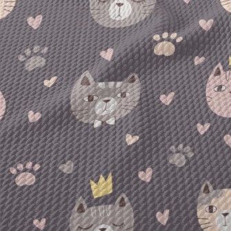 Cute Bow Tie Cat Birdseye Piqué